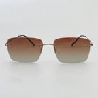 Classic Rectangle Mens Sun Glasses Metal Rimless Sunglasses Womens Polarized UV400 Driving Frames Yellow Brown Night Vision Lens